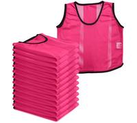 A2Z 12 Pack Sports Training Mesh Bibs Lightweight Comfortable - Sports Bibs Neon Pink 12 Pack XL/2XL