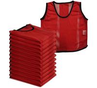 A2Z 12 Pack Sports Training Mesh Bibs Lightweight Comfortable - Sports Bibs Red 12 Pack S/M/L
