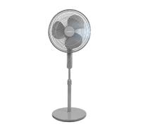 A2Z 16 Inch Grey Stand Fan with 3-Speed Settings Adjustable Height Round Base Quiet Operation Oscillating Function Energy Efficient Home Office Bedroom Cooling Fan