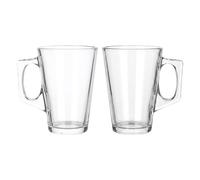 A2Z 2 Pack Cafe Latte Glasses 240ml Tapered Glass Coffee Mugs Clear Drinking Glasses for Latte Cappuccino Hot Drinks Tea Coffee Home Cafe Use Gift Boxed