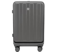A2Z 20 Inch Cabin Suitcase Lightweight Hard Shell Carry On Luggage with 4 Spinner Wheels Foldable Cup Holder ABS PC Travel Case Airline Approved - Charcoal