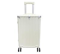 A2Z 20 Inch Cabin Suitcase Lightweight Hard Shell Carry On Luggage with 4 Spinner Wheels Foldable Cup Holder USB Port Option ABS and PC Travel Case Airline Approved - Ivory
