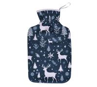 A2Z 2L Christmas Reindeer Snowflake Hot Water Bottle Fleece Cover