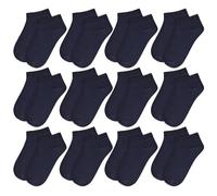 A2Z 4 Kids 12 Pack Girls Boys Plain Trainer No Show - Socks AZ750 Navy 12 Pack 10-14