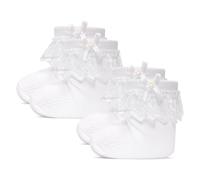 A2Z 4 Kids 2 Pack Baby Girls Infant Lace Frilly Bow Socks Cotton Comfortable - Socks BS1192 White 2 Pack 12-24 M