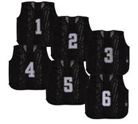 A2Z 4 Kids 6 Pack Training Bibs Sports Vests Comfortable Breathable - Sports Bibs 762 Black 9-14