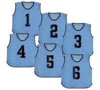 A2Z 4 Kids 6 Pack Training Bibs Sports Vests Comfortable Breathable - Sports Bibs 762 Blue 9-14