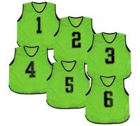 A2Z 4 Kids 6 Pack Training Bibs Sports Vests Comfortable Breathable - Sports Bibs 762 Green 4-8