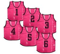 A2Z 4 Kids 6 Pack Training Bibs Sports Vests Comfortable Breathable - Sports Bibs 762 Pink 9-14