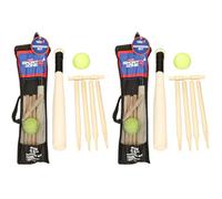 A2Z 4 Kids 6 Piece Wooden Rounders Set Non-Slip Handle Rounders Kids Active Sports Rounders Kit Outdoor Garden Family Kids Game Play Toy Soft Baseball Bat Soft Grip Rounders With Mesh Carry Bag