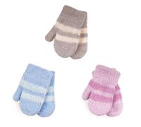 A2Z 4 Kids Baby Mittens 3 Pack Kids Toddler Soft Touch Knitted - Gloves 904 Striped One Size