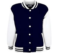 A2Z 4 Kids Baseball Contrast Jacket Varsity Style - B.B Plain Jacket Navy 9-10