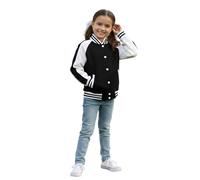 A2Z 4 Kids Baseball Contrast Jacket Varsity Style Coat - B.B Plain Jacket 002 Black 11-12