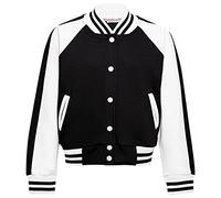 (5-6 Years, Black New) Girls Boys Baseball Plain Varsity Style Jacket 2-13