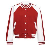 A2Z 4 Kids Baseball Contrast Jacket Varsity Style Coat - B.B Plain Jacket 002 Red 5-6