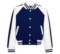 A2Z 4 Kids Baseball Contrast Jacket Varsity Style Coat - B.B Plain Jacket 002 Royal 5-6