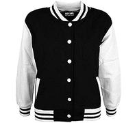 A2Z 4 Kids Baseball Contrast Jacket Varsity Style Coat - B.B Plain Jacket Black 11-12