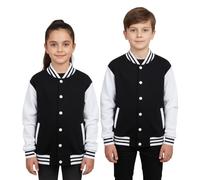 A2Z 4 Kids Baseball Contrast Jacket Varsity Style Coat - B.B Plain Jacket Black 5-6