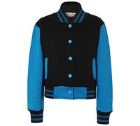 A2Z 4 Kids Baseball Contrast Jacket Varsity Style Coat - B.B Plain Jacket Black & Blue 7-8
