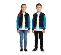 A2Z 4 Kids Baseball Contrast Jacket Varsity Style Coat - B.B Plain Jacket Black & Blue 9-10