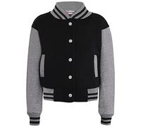 A2Z 4 Kids Baseball Contrast Jacket Varsity Style Coat - B.B Plain Jacket Black & Grey 9-10