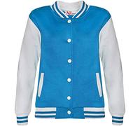 A2Z 4 Kids Baseball Contrast Jacket Varsity Style Coat - B.B Plain Jacket Blue 7-8
