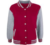 A2Z 4 Kids Baseball Contrast Jacket Varsity Style Coat - B.B Plain Jacket Pink & Grey 13