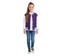A2Z 4 Kids Baseball Contrast Jacket Varsity Style Coat - B.B Plain Jacket Purple 11-12