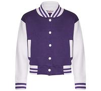 A2Z 4 Kids Baseball Contrast Jacket Varsity Style Coat - B.B Plain Jacket Purple 9-10