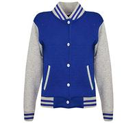 A2Z 4 Kids Baseball Contrast Jacket Varsity Style Coat - B.B Plain Jacket Royal & Grey 11-12