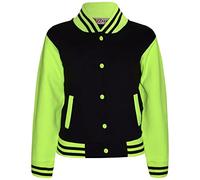 A2Z 4 Kids Baseball Plain Jacket Varsity Style Coat - B.B Plain Jacket Black N.Green 3-4