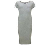 A2Z 4 Kids Bodycon Midi Dress Short Sleeve Long Length Plain Dresses - New Midi Dress Grey 9-10