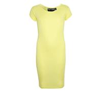 A2Z 4 Kids Bodycon Midi Dress Short Sleeve Long Length Plain Dresses - New Midi Dress Lemon 7-8