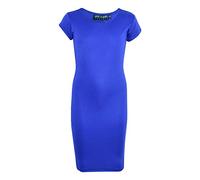 A2Z 4 Kids Bodycon Midi Dress Short Sleeve Long Length Plain Dresses - New Midi Dress Royal Blue 5-6