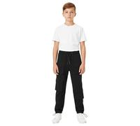 A2Z 4 Kids Boys Active Cargo Trousers Elasticated Waist Adjustable Drawstring Casual Trouser Pant Yoga Sports - Cargo Trouser 719 Black 6-7