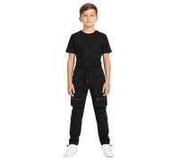 A2Z 4 Kids Boys Active Cargo Trousers PE Slim Fit Comfortable Casual Trouser Pant Joggers Elasticated Waist Sports Yoga Pull On - Cargo Trouser 715 Black 9-10