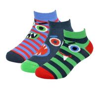 A2Z 4 Kids Boys Bamboo Socks Daily Wear Trainer Socks - Socks AZ927 Monster Stripe 3 Pack 7-10