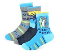 A2Z 4 Kids Boys Bamboo Socks Dinosaur Shark Camouflage Surf Pack of 3 Trainer - Socks AZ287 Surf 3 Pack 2-3