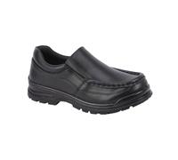 A2Z 4 Kids Boys Black Slip On School Shoes Twin Gusset Smart Formal Shoes Comfortable Lightweight Durable PU Leather Easy Wear School Uniform UK Shoe Sizes 8 UK Child to 2 UK
