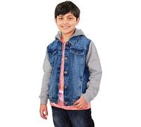 A2Z 4 Kids Boys Denim Jacket Fleece Long Sleeves Button Closure Hooded Coat - Boys Denim Jacket JK15 Dark Blue 9-10
