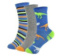 A2Z 4 Kids Boys Dinosaur Design Pack Of 3 Soft Socks - Socks AZ708 Dinosaur B 3 Pack 7-10 (12.5-3.5)