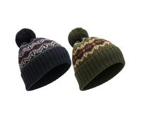 A2Z 4 Kids Boys Fair Isle Bobble Beanie Hats Pack of 2 Winter Fashion