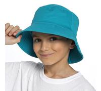 A2Z 4 Kids Boys Girls 100% Cotton Bucket Hat Plain Stonewashed Summer Sun - Bucket Hat AZ41119 Aqua 3-6 Yrs