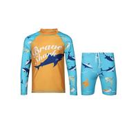 A2Z 4 Kids Boys Girls 2-Piece Swimming Costume Rash Guard Top & Swim Shorts Set - SW Set 870 Brave Shark 2-3
