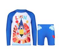 A2Z 4 Kids Boys Girls 2-Piece Swimming Costume Rash Guard Top & Swim Shorts Set - SW Set 870 Lion 7-8