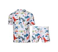 A2Z 4 Kids Boys Girls 2-Piece Swimming Costume Rash Guard Top & Swim Shorts Set - SW Set 873 Jurassic 4-5