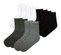 A2Z 4 Kids Boys Girls Back to School Cotton Rich Plain Ankle - Socks 970 6 Pack B/W/C/G 3-6 (9-12) Black/White/Charcoal/Grey
