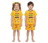 A2Z 4 Kids Boys Girls Cars Print Pyjamas Set Cotton Kids Short Sleeve Top & Shorts Summer - PJS 165 S Cars Yellow 9-10