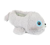 A2Z 4 Kids Boys Girls Cute Animal Slippers Non-Slip Winter Plush Warm Baby Shoes - 11/12 UK Child - Seal grey