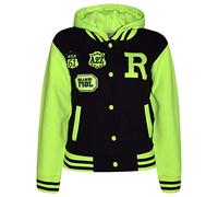 A2Z 4 Kids Boys Girls Hooded Varsity - B.B Black Neon Green 7-8
